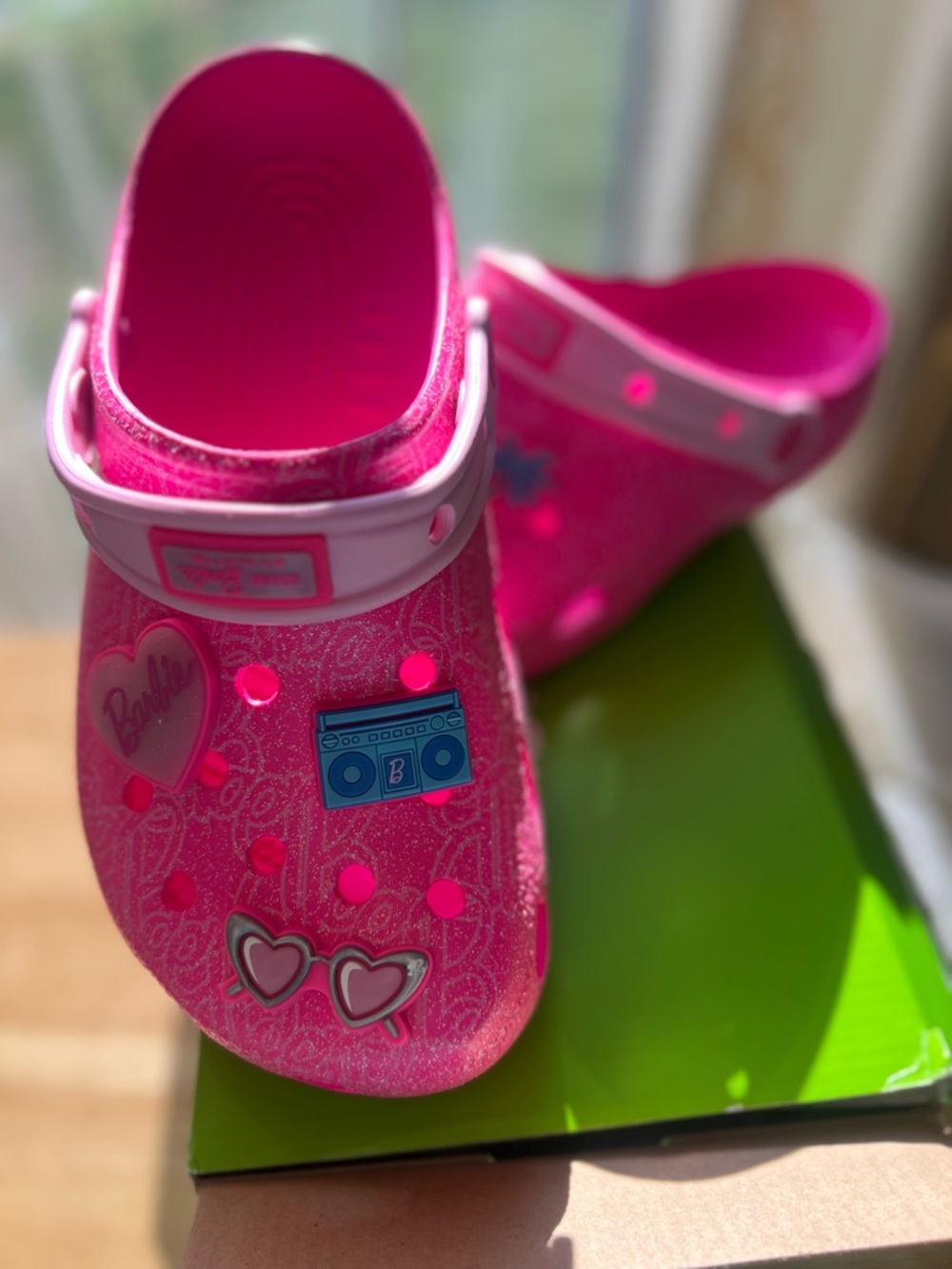New Mattel Barbie CROCS Bright Pink Kids' Clog Slippers with Charms